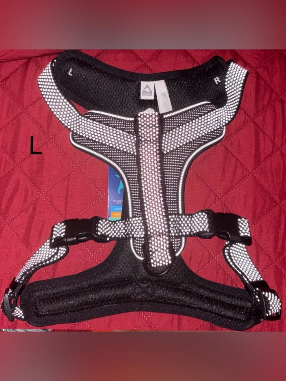 Reflective Rhinestone Dog Harness - Black with Silver Accents